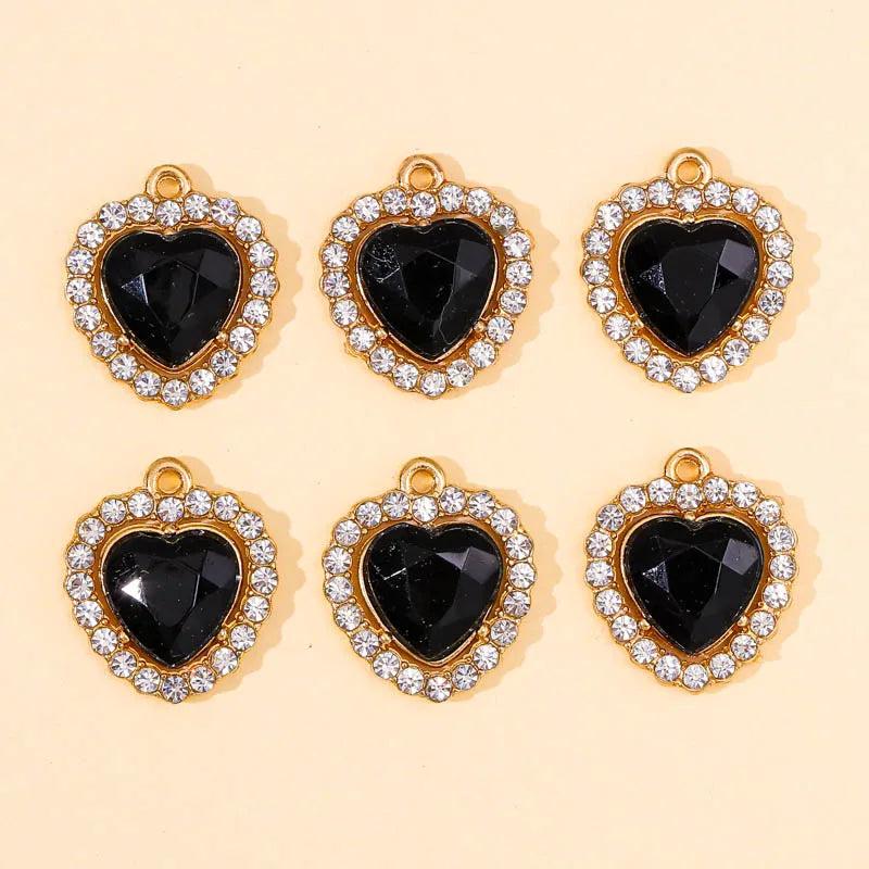 20pcs Heart Crystal Rhinestone Pendants DIY Jewelry Making Crafts