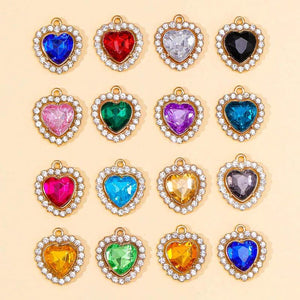 20pcs Heart Crystal Rhinestone Pendants DIY Jewelry Making Crafts