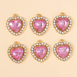 20pcs Heart Crystal Rhinestone Pendants DIY Jewelry Making Crafts