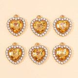 20pcs Heart Crystal Rhinestone Pendants DIY Jewelry Making Crafts