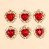 20pcs Heart Crystal Rhinestone Pendants DIY Jewelry Making Crafts
