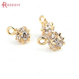 4PCS 6x10MM 24K Plated Brass Zircon Cube Charms Pendants Jewelry Findings