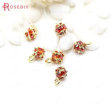 4PCS 6x10MM 24K Plated Brass Zircon Cube Charms Pendants Jewelry Findings