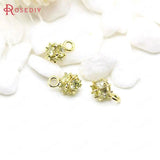 4PCS 6x10MM 24K Plated Brass Zircon Cube Charms Pendants Jewelry Findings