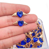 20Pcs Bling Heart Wings Crystal Pendant DIY Earrings Necklaces Bracelet Jewelry