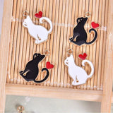 20pcs Enamel Heart Cat Charms DIY for Jewelry Making Dangle 15*20mm