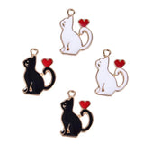 20pcs Enamel Heart Cat Charms DIY for Jewelry Making Dangle 15*20mm