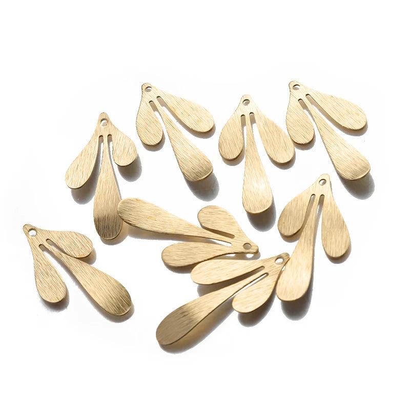 10pcs Brass Feather Leaf Charms Pendant for DIY Jewelry Findings