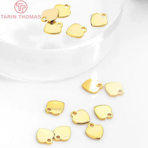 20PCS 4x5MM Brass Heart Charms Pendants DIY Jewelry Findings