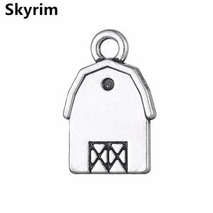 Skyrim Rhodium 3D Barn Charms Zinc Alloy House Pendants DIY Necklace