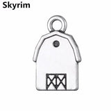 Skyrim Rhodium 3D Barn Charms Zinc Alloy House Pendants DIY Necklace