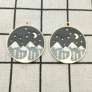 10pcs Enamel Moon Night Charm Jewelry Pendant DIY
