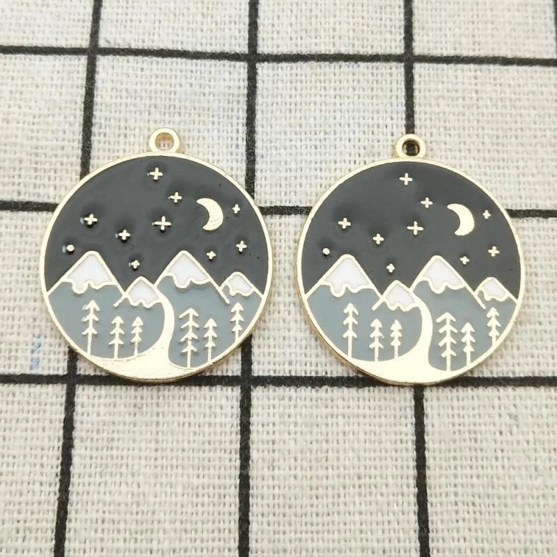 10pcs Enamel Moon Night Charm Jewelry Pendant DIY