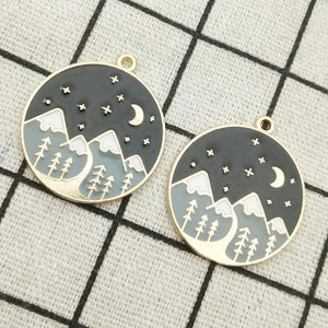 10pcs Enamel Moon Night Charm Jewelry Pendant DIY