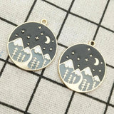 10pcs Enamel Moon Night Charm Jewelry Pendant DIY
