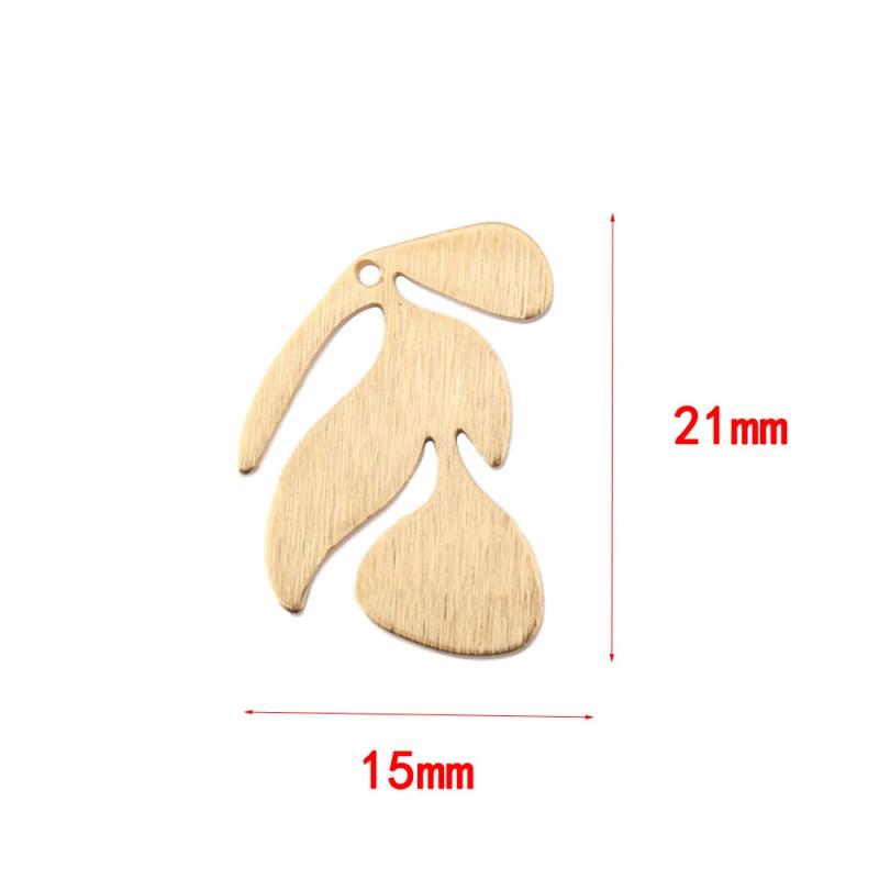 10Pcs Raw Brass Matisse Leaf Charms for DIY Earrings