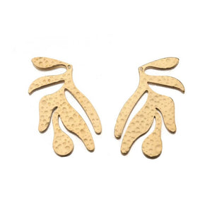 10Pcs Raw Brass Matisse Leaf Charms for DIY Earrings