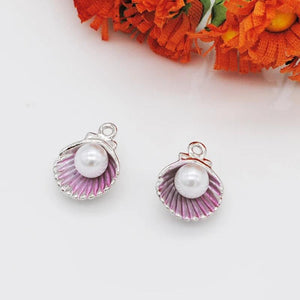 30pcs Ocean Shell Charms With Pearl 12*15mm DIY Jewelry Accessories
