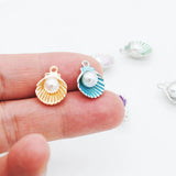 30pcs Ocean Shell Charms With Pearl 12*15mm DIY Jewelry Accessories