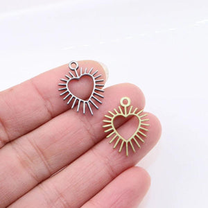 5pcs Casting Stainless Steel Heart Charms Pendant DIY Jewelry Making