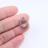 5pcs Casting Stainless Steel Heart Charms Pendant DIY Jewelry Making