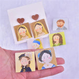Abstract Painting Charms for Earring DIY Jewelry Making Bulk 35*35mm