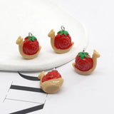 10pcs Strawberry Snail Resin Earring Charms for DIY Jewelry
