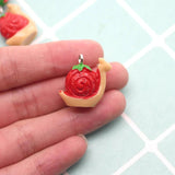 10pcs Strawberry Snail Resin Earring Charms for DIY Jewelry