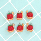 10pcs Strawberry Snail Resin Earring Charms for DIY Jewelry