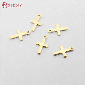 200PCS 10x6MM Brass Cross Charms Pendants DIY Jewelry Findings