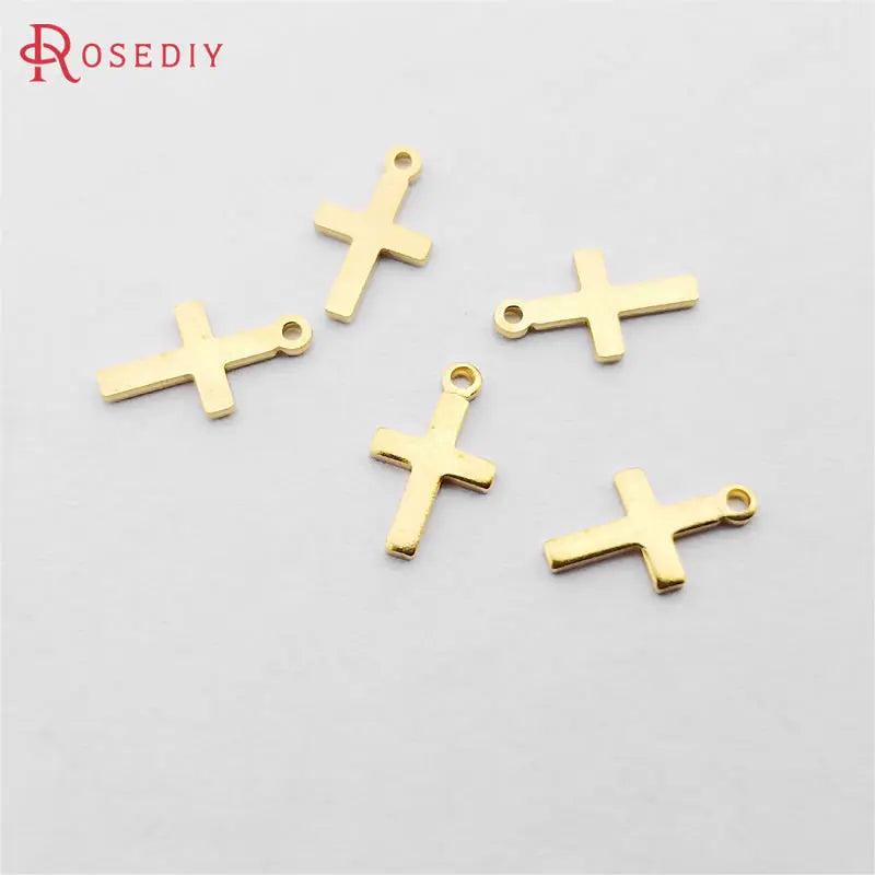 200PCS 10x6MM Brass Cross Charms Pendants DIY Jewelry Findings
