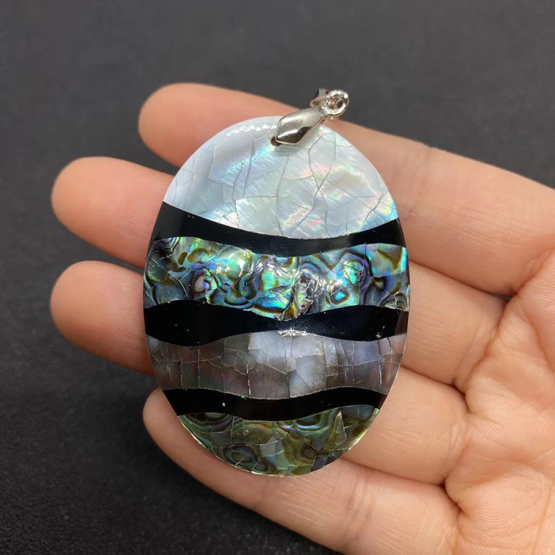 Abalone Shell Necklace Pendant Mother of Pearl Rectangle Water