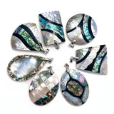 Abalone Shell Necklace Pendant Mother of Pearl Rectangle Water
