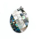 Abalone Shell Necklace Pendant Mother of Pearl Rectangle Water