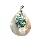 Abalone Shell Necklace Pendant Mother of Pearl Rectangle Water