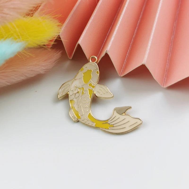 10pcs Goldfish Enamel Charm For Jewelry Making Lucky Carp Earrings