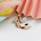 10pcs Goldfish Enamel Charm For Jewelry Making Lucky Carp Earrings