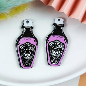 10Pcs Halloween Charms Punk Witches Crafts Skull Hand Cat Bat Crystal Acrylic