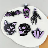 10Pcs Halloween Charms Punk Witches Crafts Skull Hand Cat Bat Crystal Acrylic