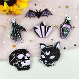 10Pcs Halloween Charms Punk Witches Crafts Skull Hand Cat Bat Crystal Acrylic