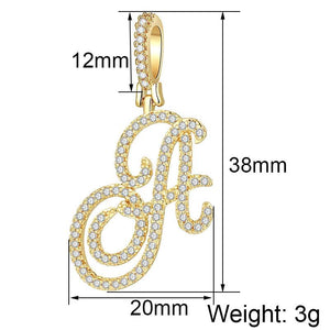 1Pc Zircon Initial Letter Pendant DIY Jewelry Making Accessory Plated