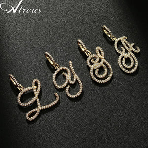 1Pc Zircon Initial Letter Pendant DIY Jewelry Making Accessory Plated