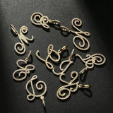 1Pc Zircon Initial Letter Pendant DIY Jewelry Making Accessory Plated