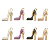 20pcs Mixed Enamel High Heel Shoe Charms Pendants with Rhinestone for Women