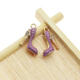 20pcs Mixed Enamel High Heel Shoe Charms Pendants with Rhinestone for Women