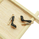 20pcs Mixed Enamel High Heel Shoe Charms Pendants with Rhinestone for Women