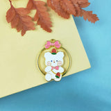 10pcs Bear Rabbit Enamel Charms for DIY Jewelry Round Golden Metal Pendants