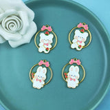10pcs Bear Rabbit Enamel Charms for DIY Jewelry Round Golden Metal Pendants