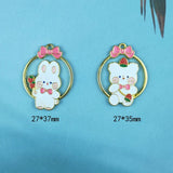 10pcs Bear Rabbit Enamel Charms for DIY Jewelry Round Golden Metal Pendants
