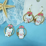 10pcs Bear Rabbit Enamel Charms for DIY Jewelry Round Golden Metal Pendants